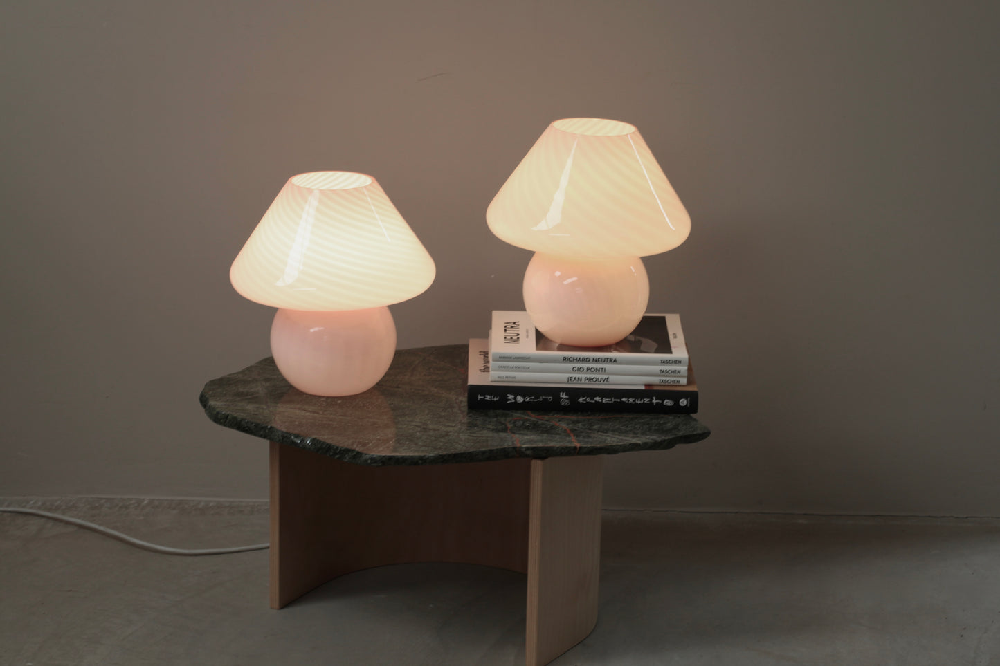 Large Pink Murano Mushroom Lamp - Two available