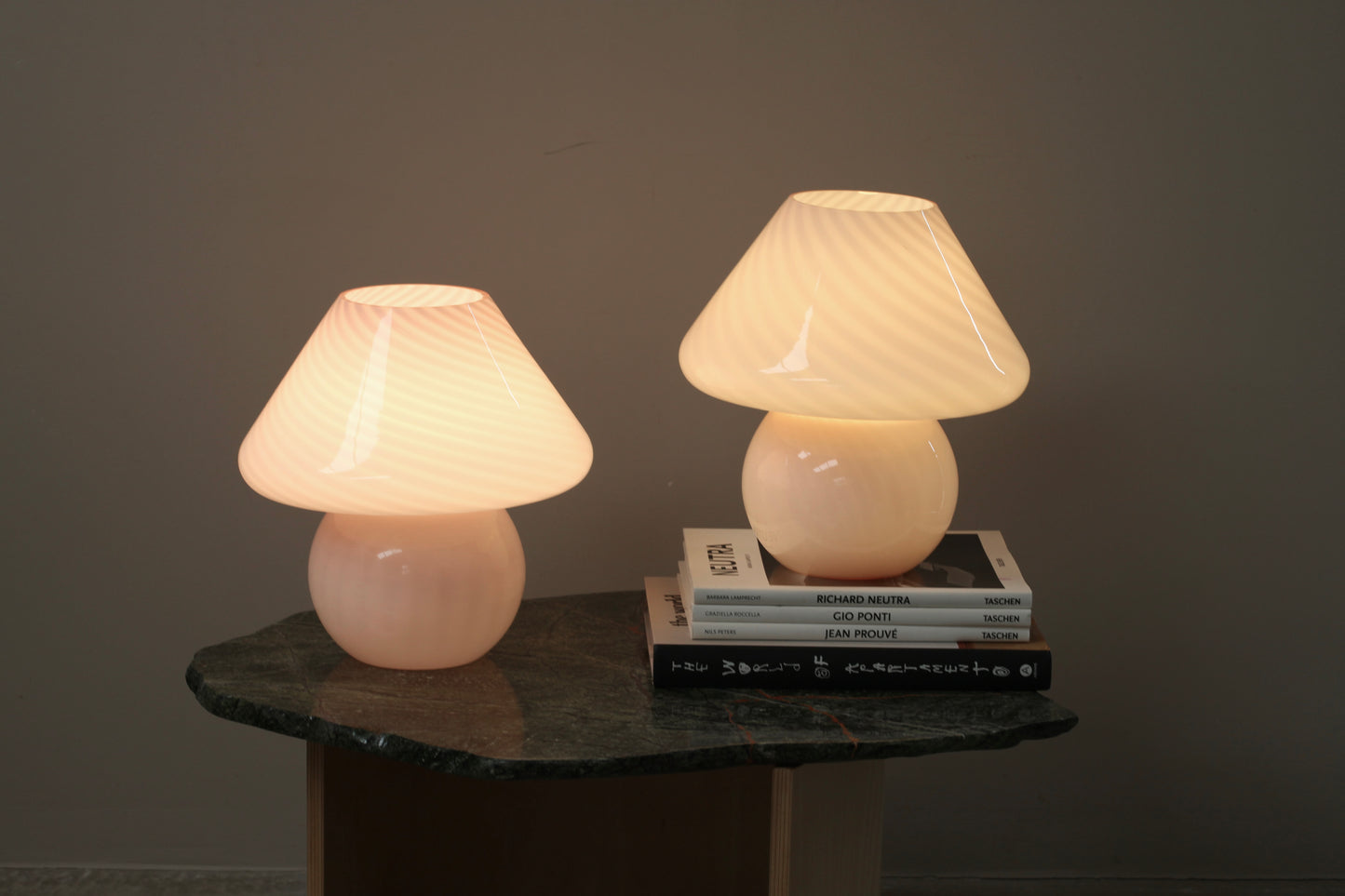 Large Pink Murano Mushroom Lamp - Two available