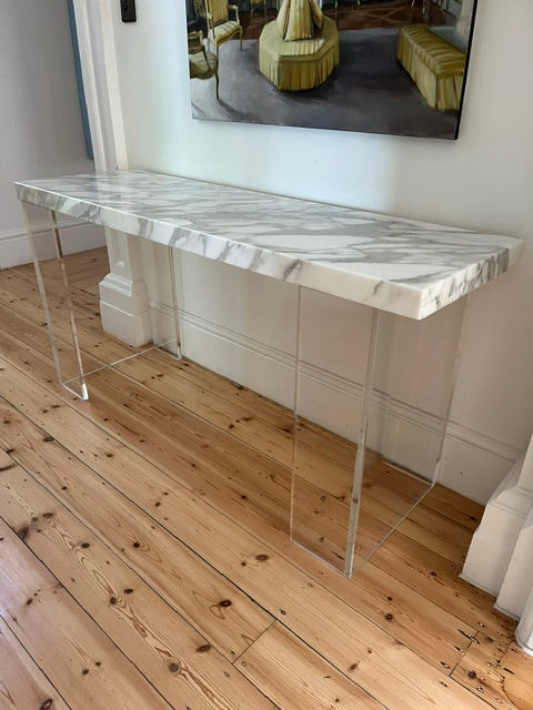 Lucite and Marble Console Table