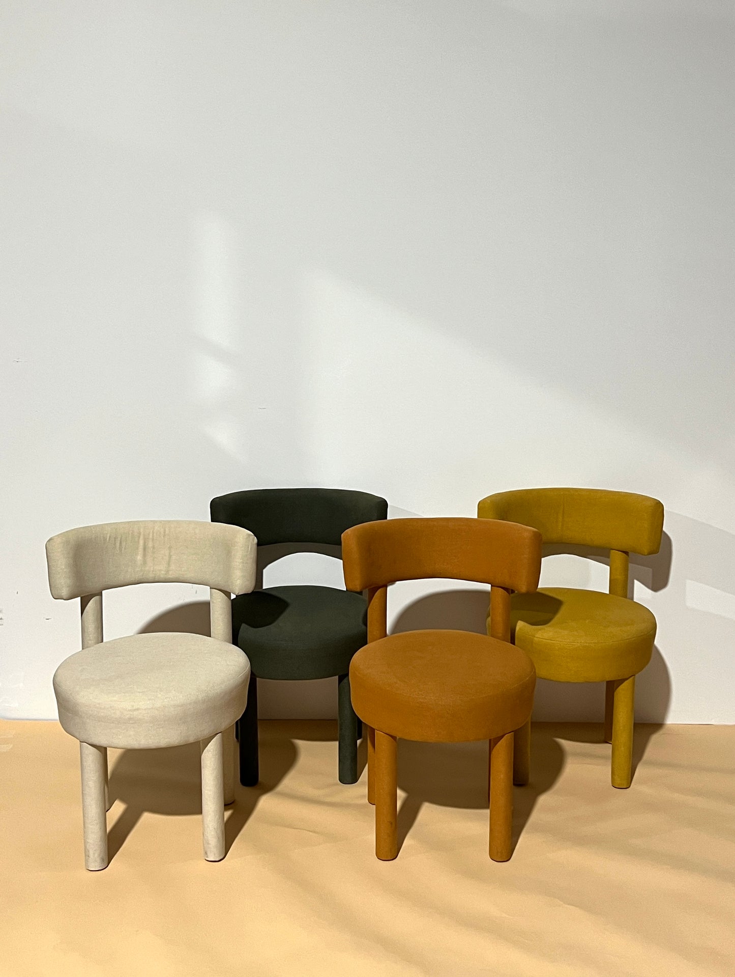 Set of Four Linen Dining Chairs