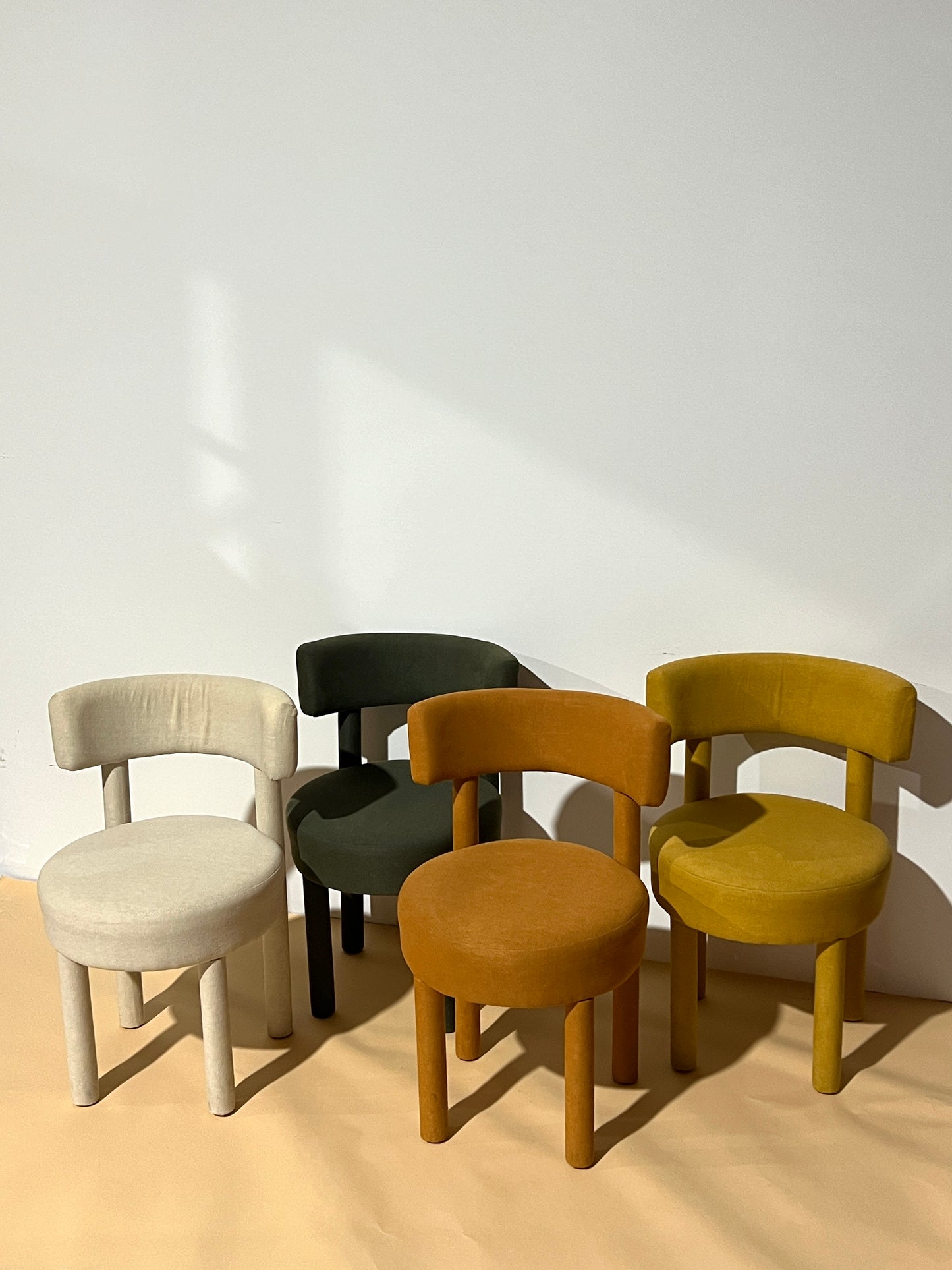 Set of Four Linen Dining Chairs
