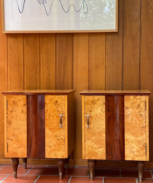 Pair of Burl Bedside Tables