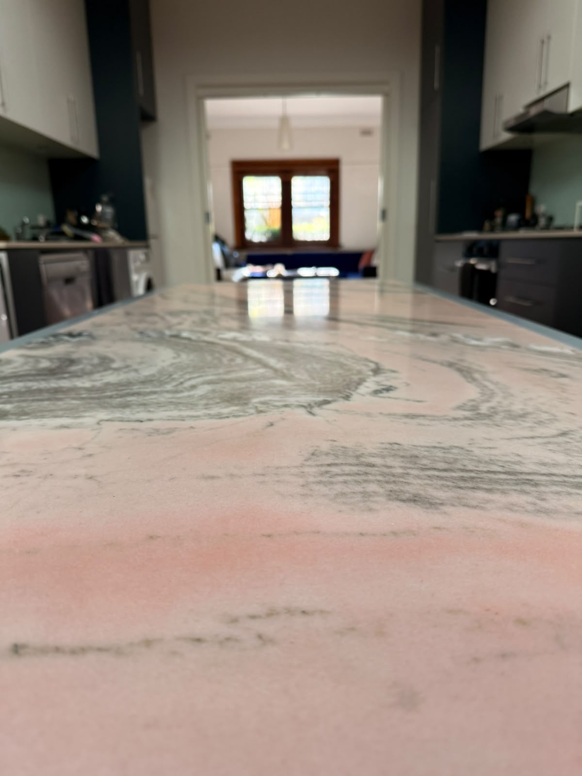 Rosa Portogallo Marble Dining Table with Powder-Coated Metal Base