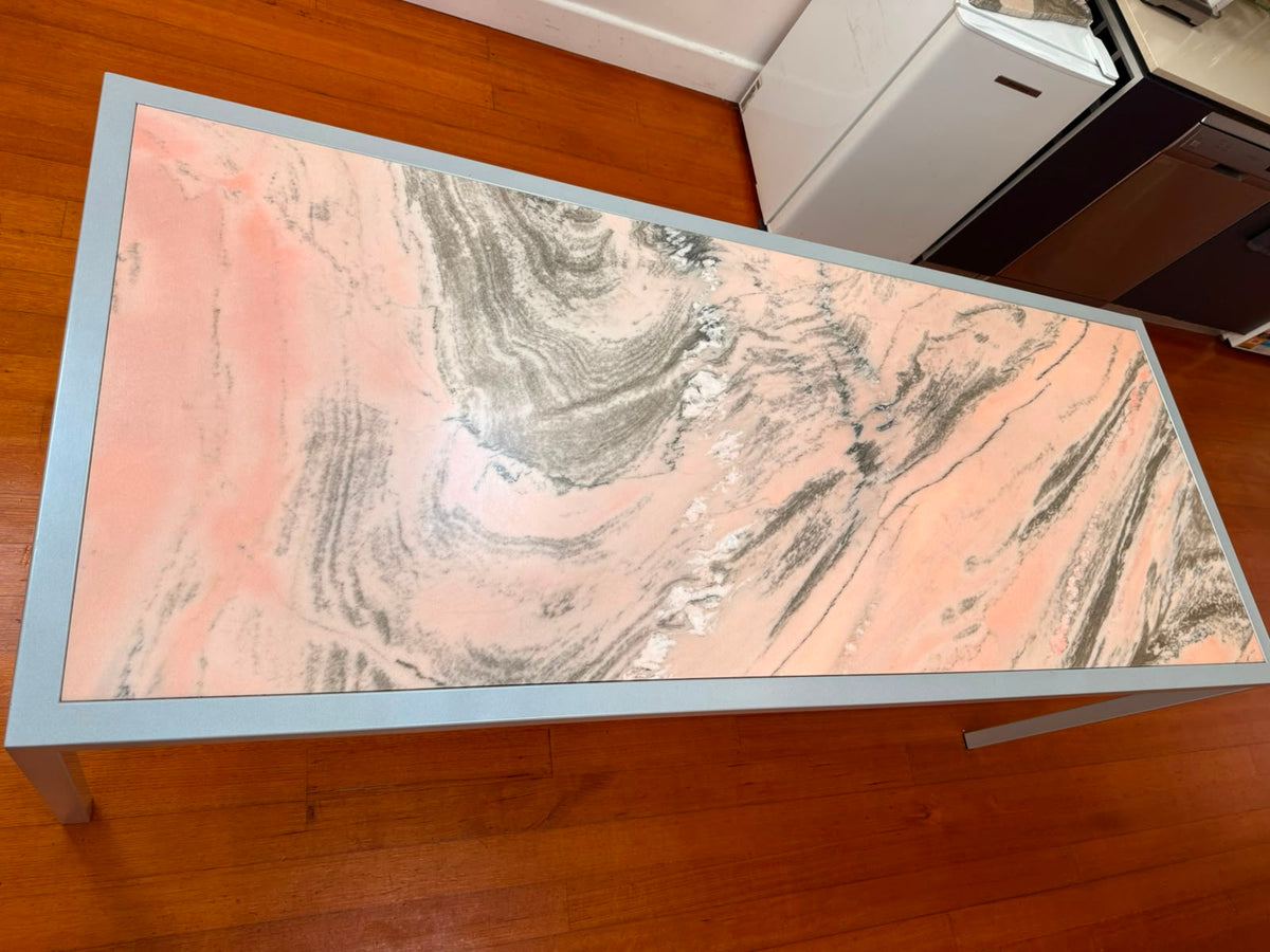Rosa Portogallo Marble Dining Table with Powder-Coated Metal Base