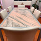 Rosa Portogallo Marble Dining Table with Powder-Coated Metal Base