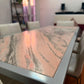 Rosa Portogallo Marble Dining Table with Powder-Coated Metal Base