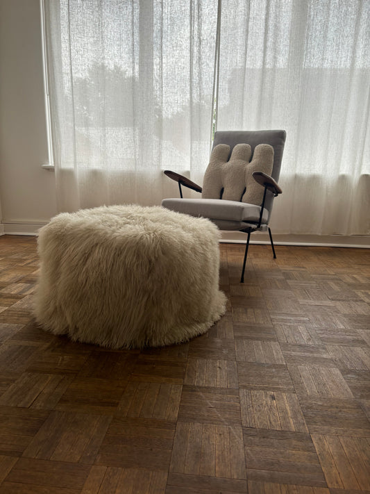 Mongolian Sheepskin Ottoman