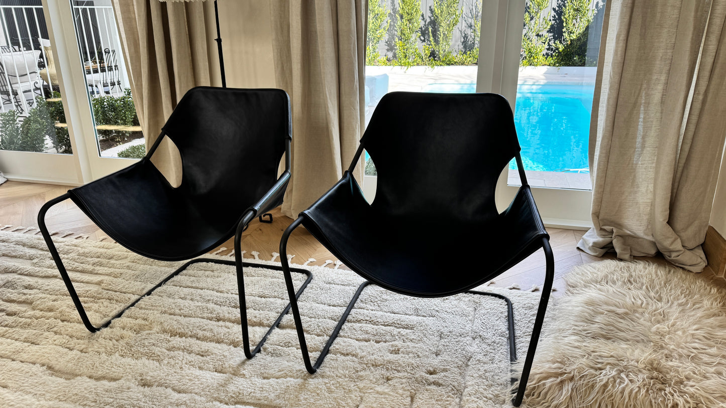 Pair of Paulistano Leather Arm Chairs Objekto