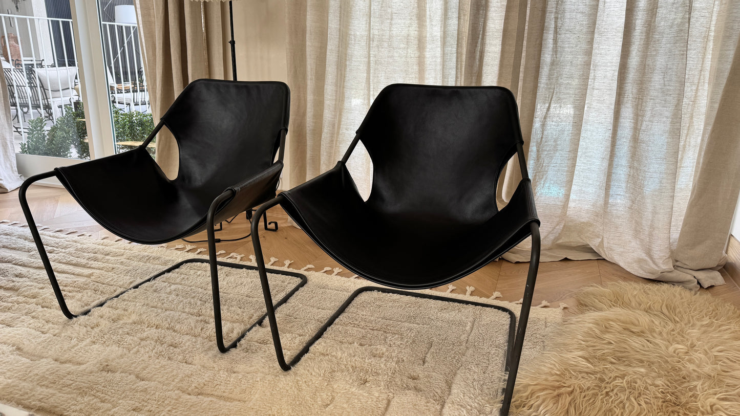 Pair of Paulistano Leather Arm Chairs Objekto
