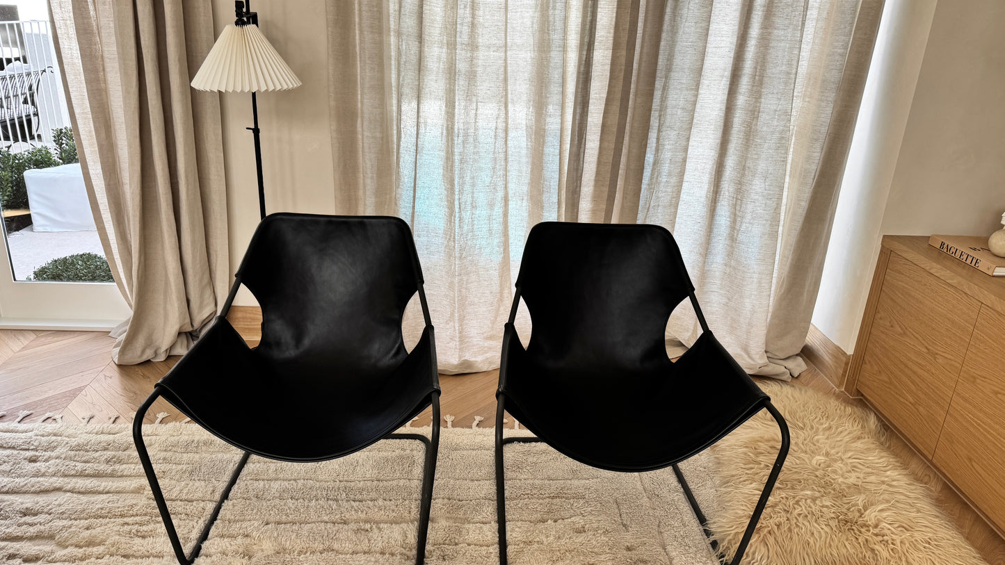 Pair of Paulistano Leather Arm Chairs Objekto