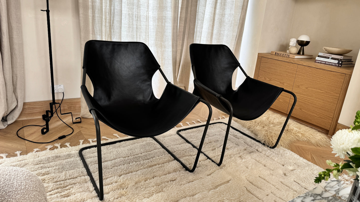 Pair of Paulistano Leather Arm Chairs Objekto