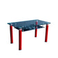 Postmodern Glass Dining Table with Red Lacquered Legs Italy