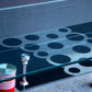 Postmodern Glass Dining Table with Red Lacquered Legs Italy