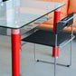 Postmodern Glass Dining Table with Red Lacquered Legs Italy