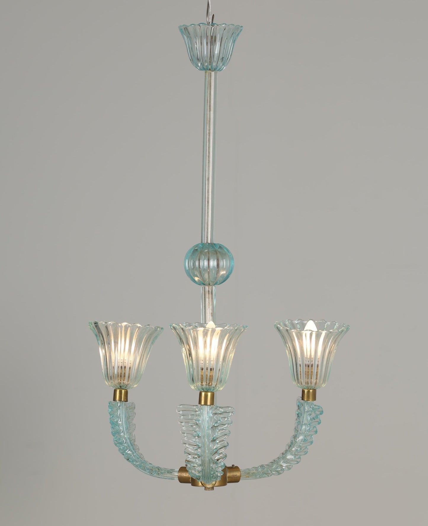 1940s Murano Barovier Chandelier in Aquamarine