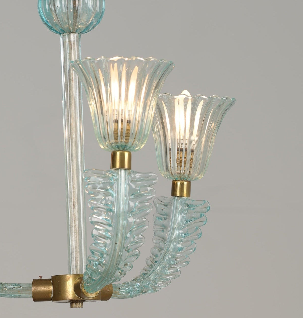 1940s Murano Barovier Chandelier in Aquamarine