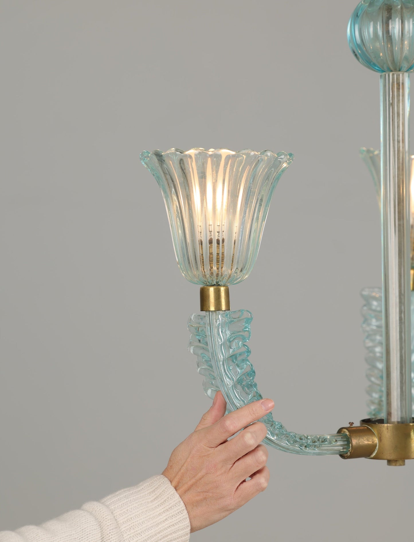 1940s Murano Barovier Chandelier in Aquamarine