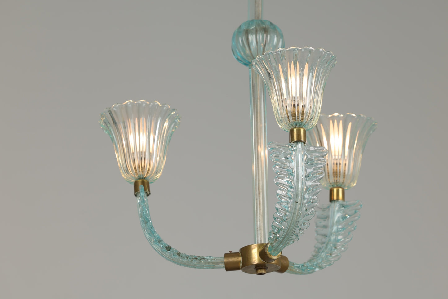 1940s Murano Barovier Chandelier in Aquamarine