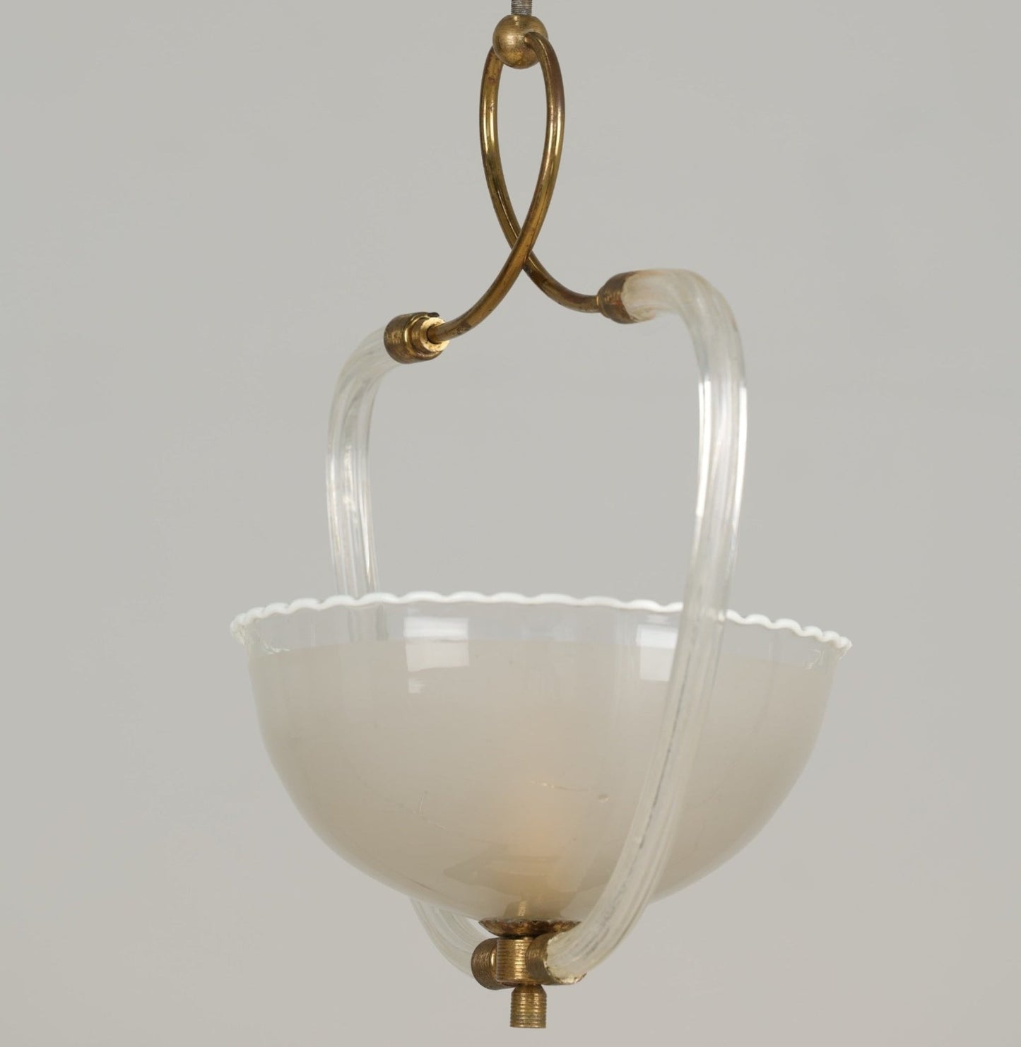 1940s Murano Glass Ceiling Pendant - Scalloped Bowl