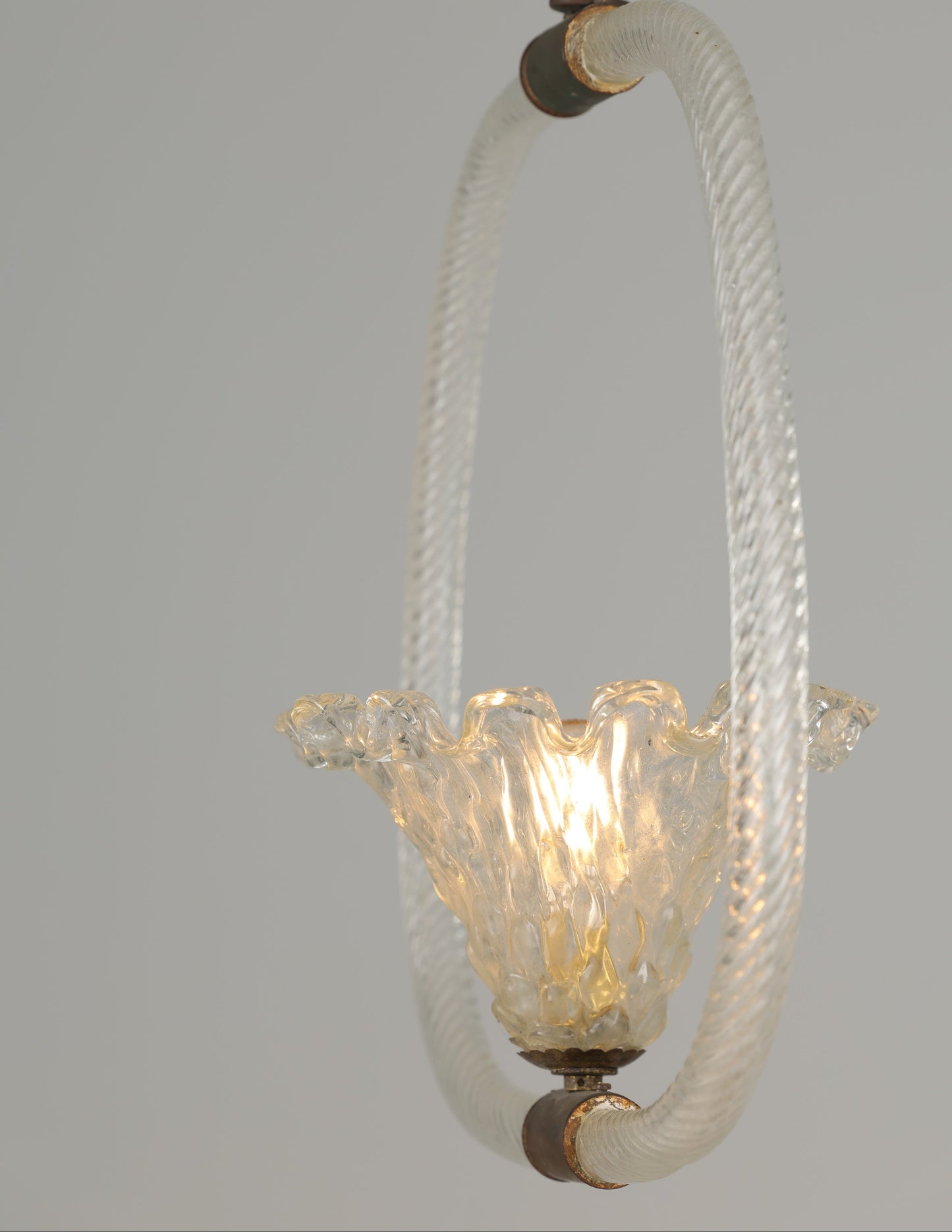 1940s Barovier Murano Glass Pendant - Frill Bowl
