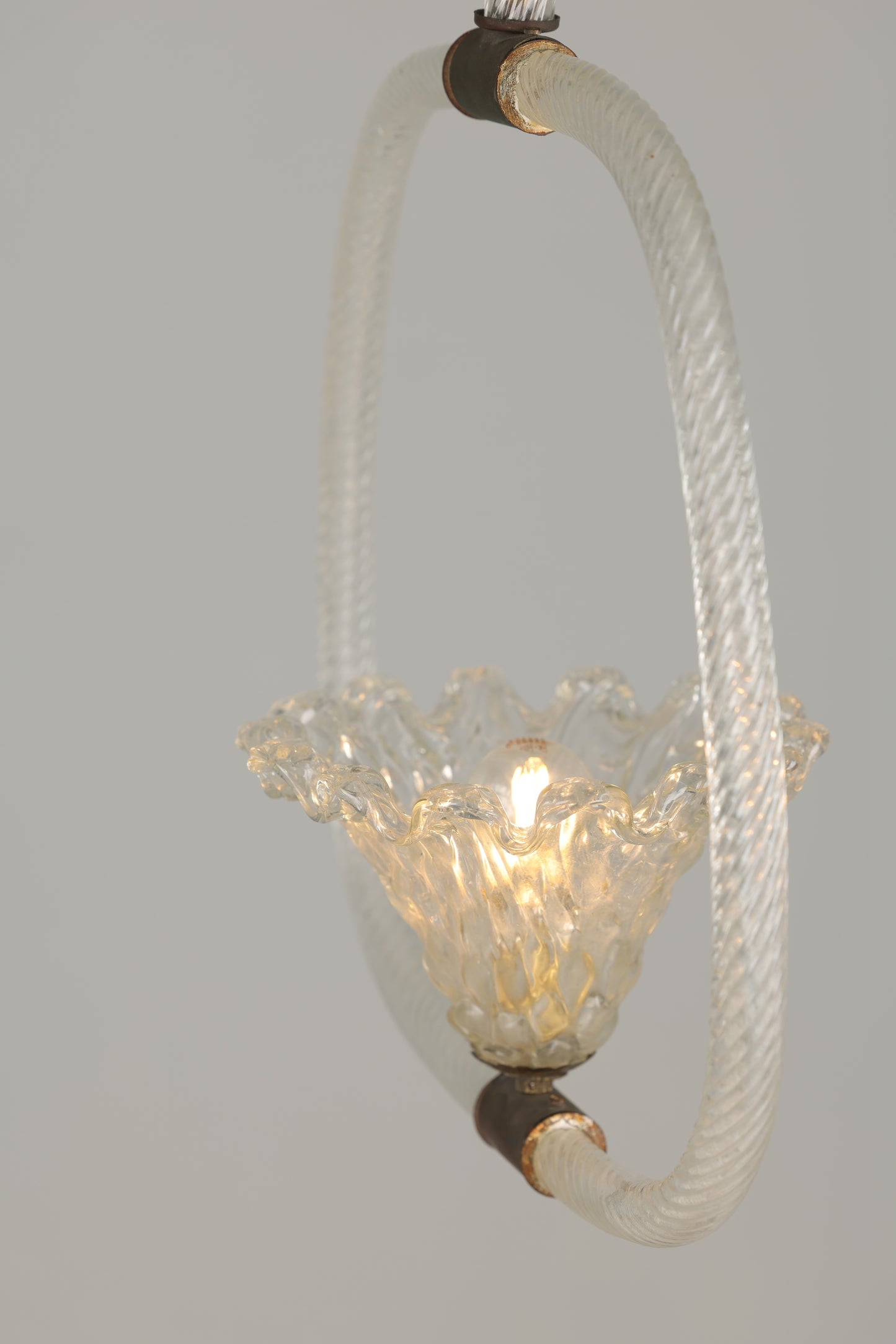 1940s Barovier Murano Glass Pendant - Frill Bowl