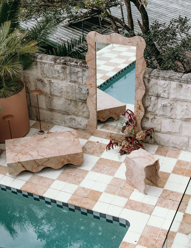 The Norma Constance Marble Floor Mirror