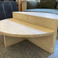 Vintage Split Level Half Moon Travertine Table