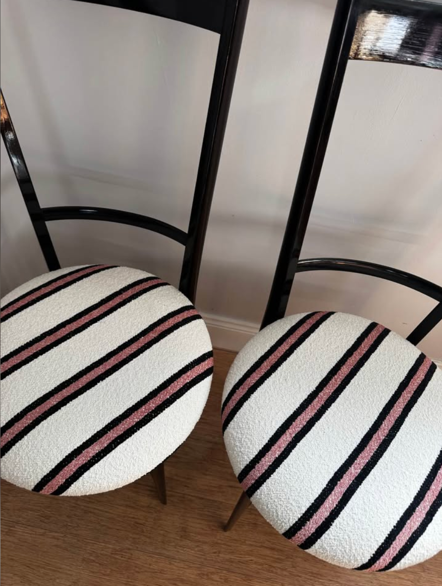 Pair of Black and White Chiavari Chairs, 1950s