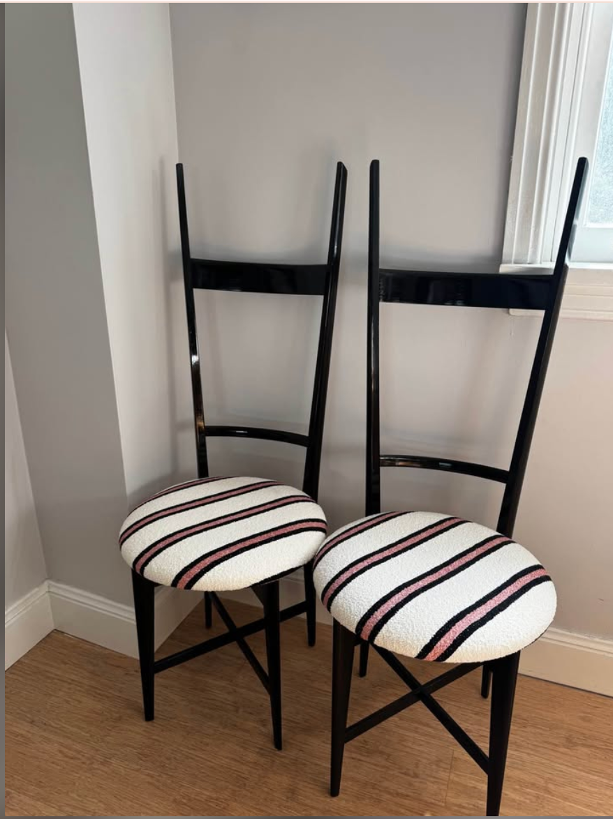 Pair of Black and White Chiavari Chairs, 1950s