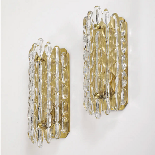Pair of Crystal Wall Lights by Carl Fagerlund, Sweden 1960s