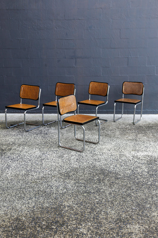 Set of Five Cesca Chairs by Marcel Breuer for Gavina, Italy 1960s