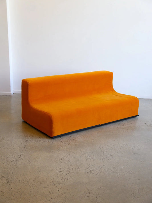 Space Age Sofa in Orange Velvet, Italy 1960s