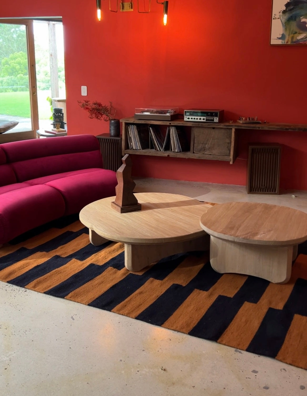 Ochre and Navy Blue Steps Rug by Beni Rugs