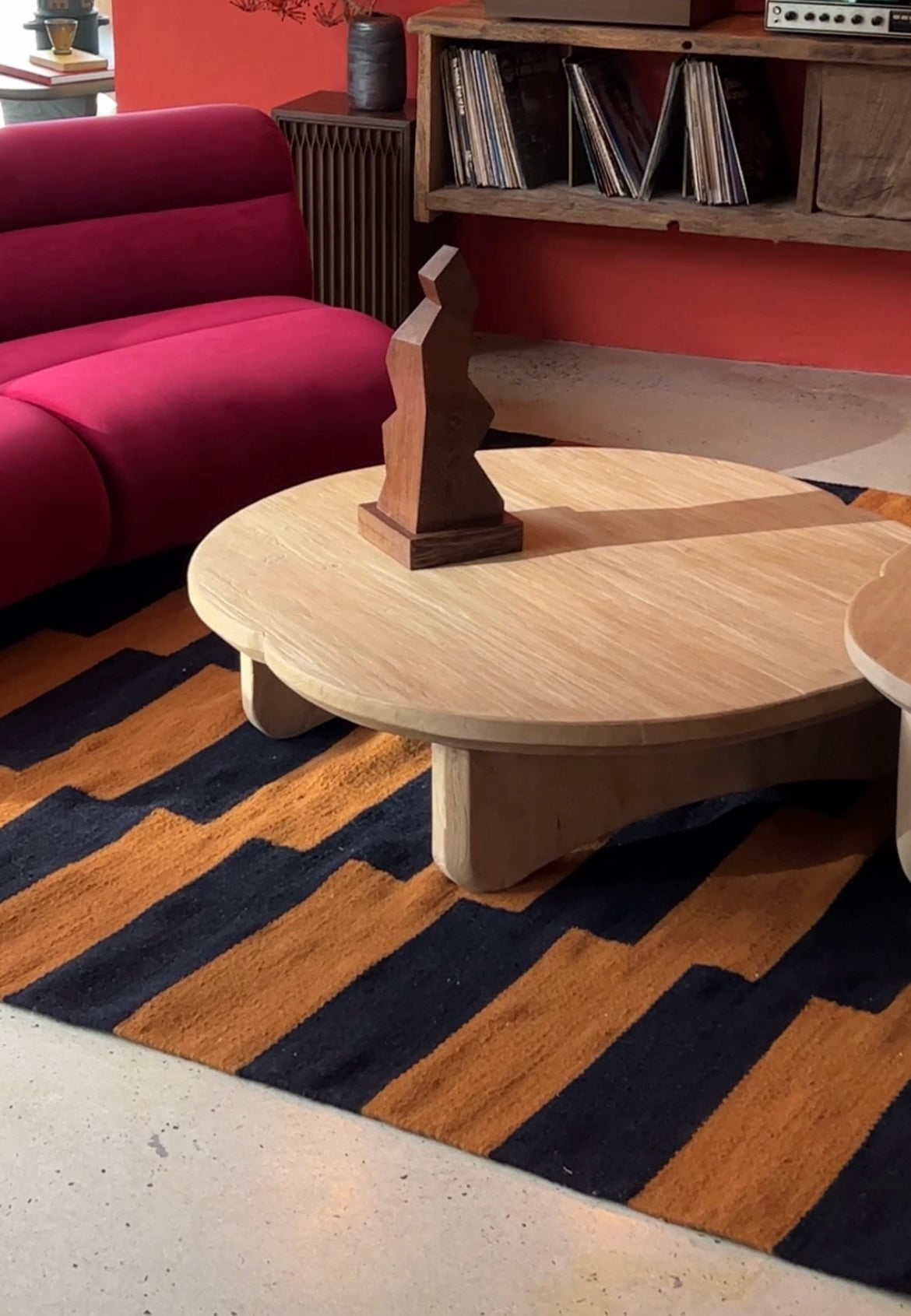 Ochre and Navy Blue Steps Rug by Beni Rugs