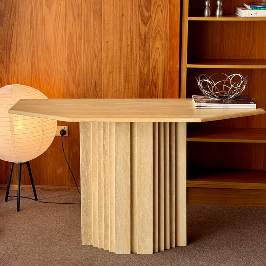 Vintage Italian Travertine Table #1