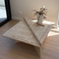 Vintage Split Level Unfilled Travertine Coffee Table