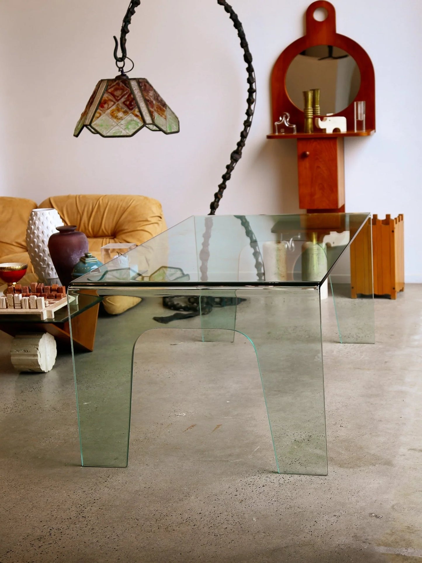 FIAM Italy Curved Glass Waterfall Table