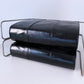1960's Mid Century Italian Genuine Black Leather and Chrome Double Sling Magazine Rack