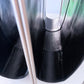 1960's Mid Century Italian Genuine Black Leather and Chrome Double Sling Magazine Rack