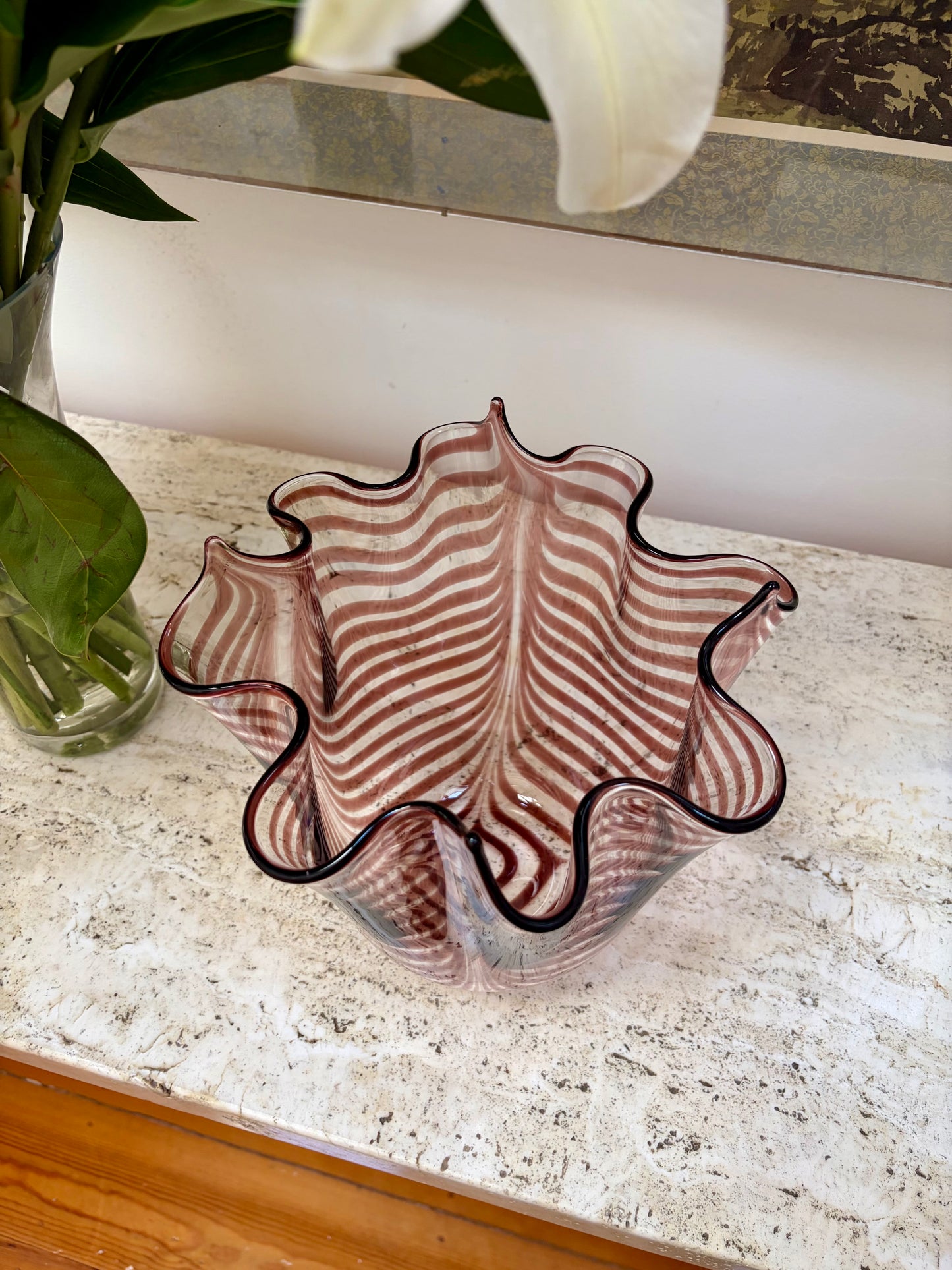 Vintage Striped Murano Vase