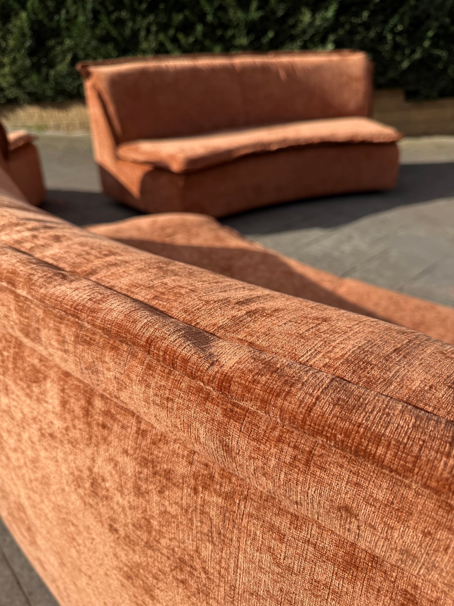 Large curved Cinnamon sofa set