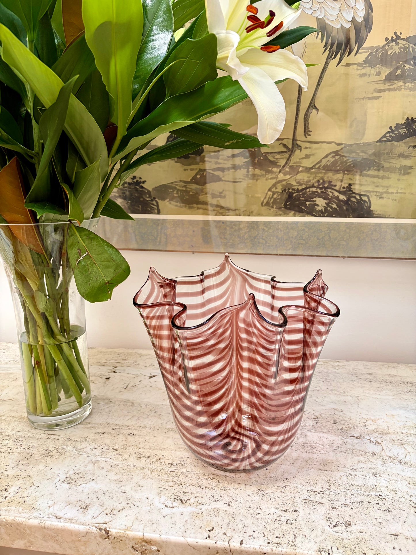 Vintage Striped Murano Vase