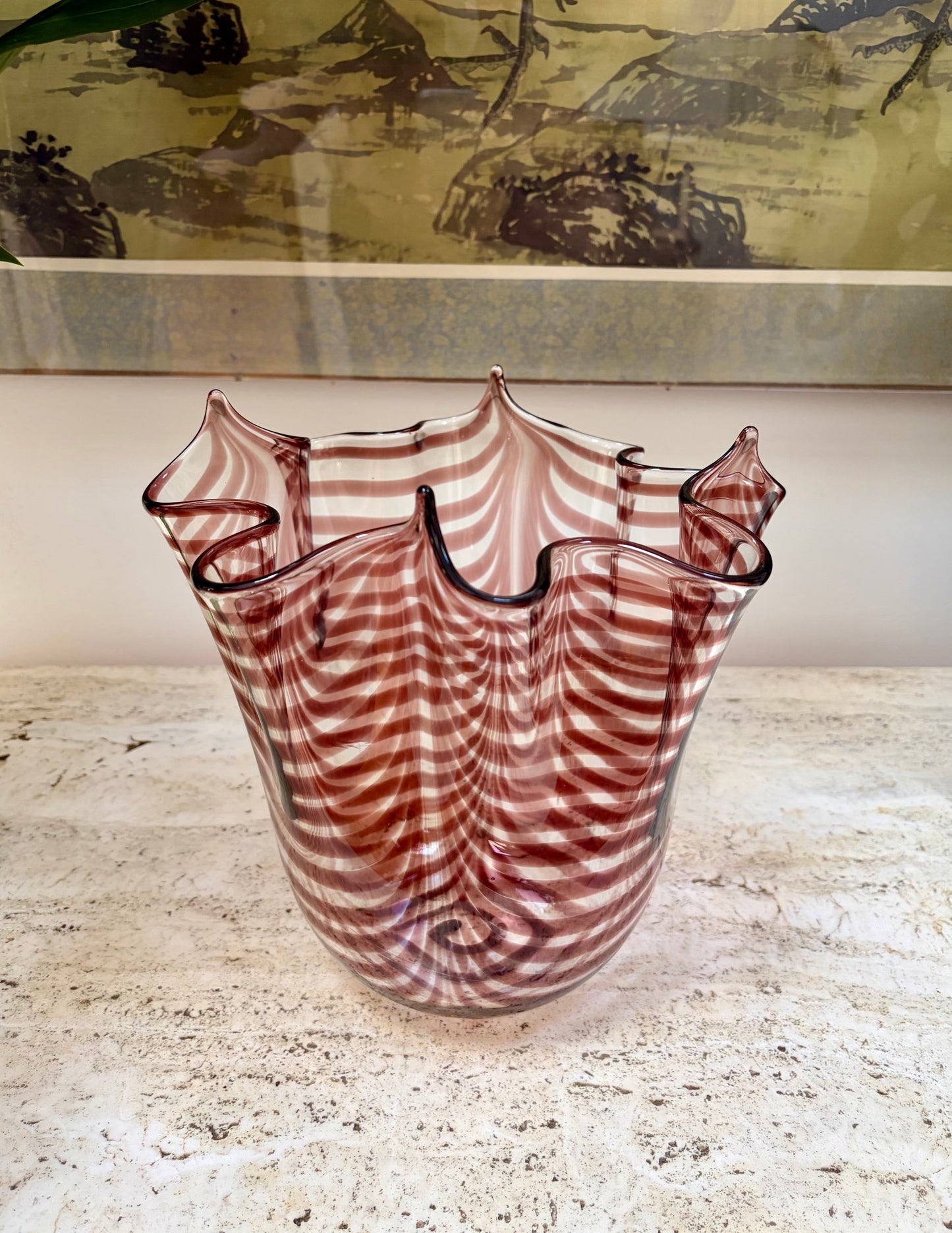 Vintage Striped Murano Vase