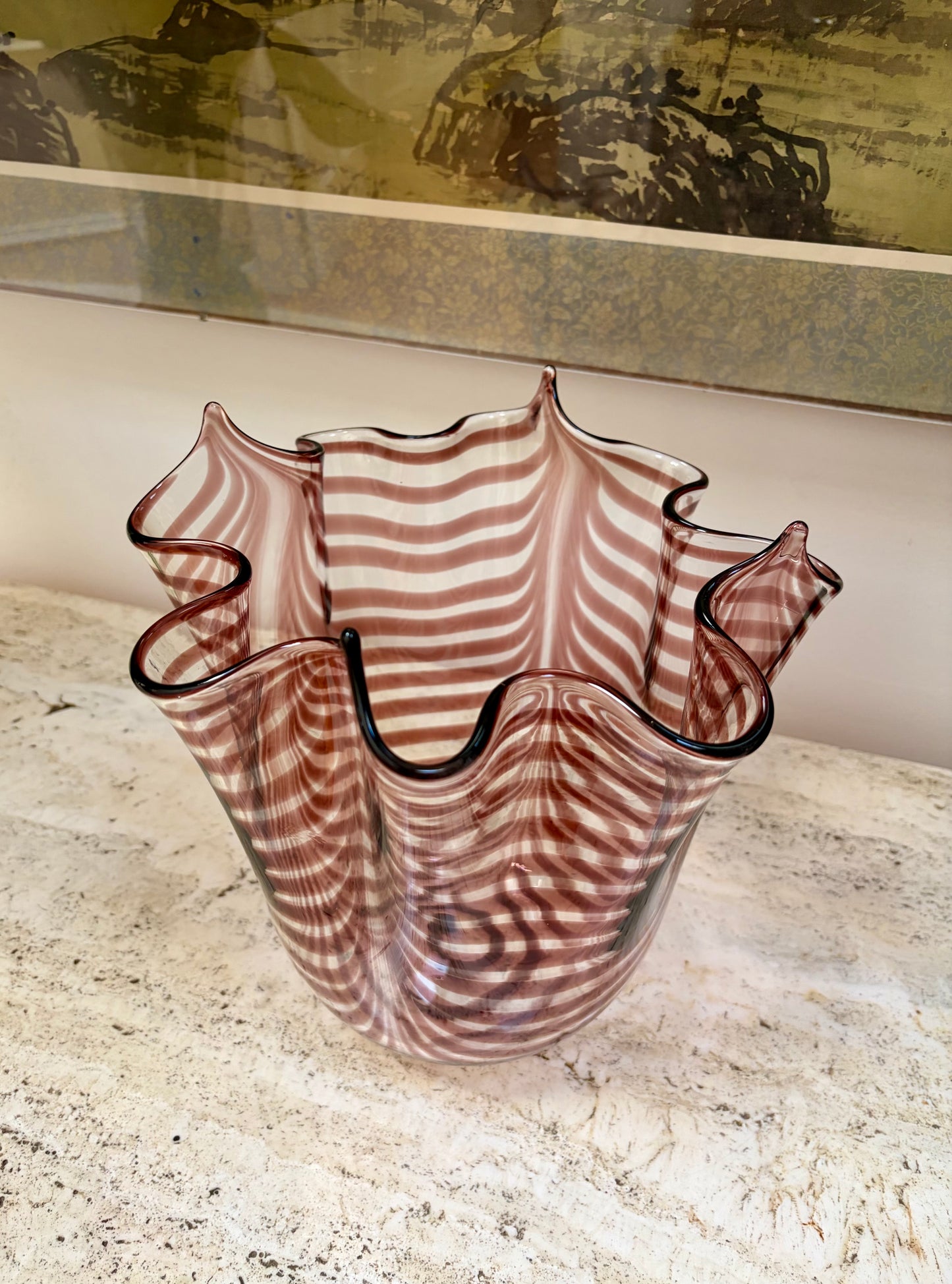 Vintage Striped Murano Vase