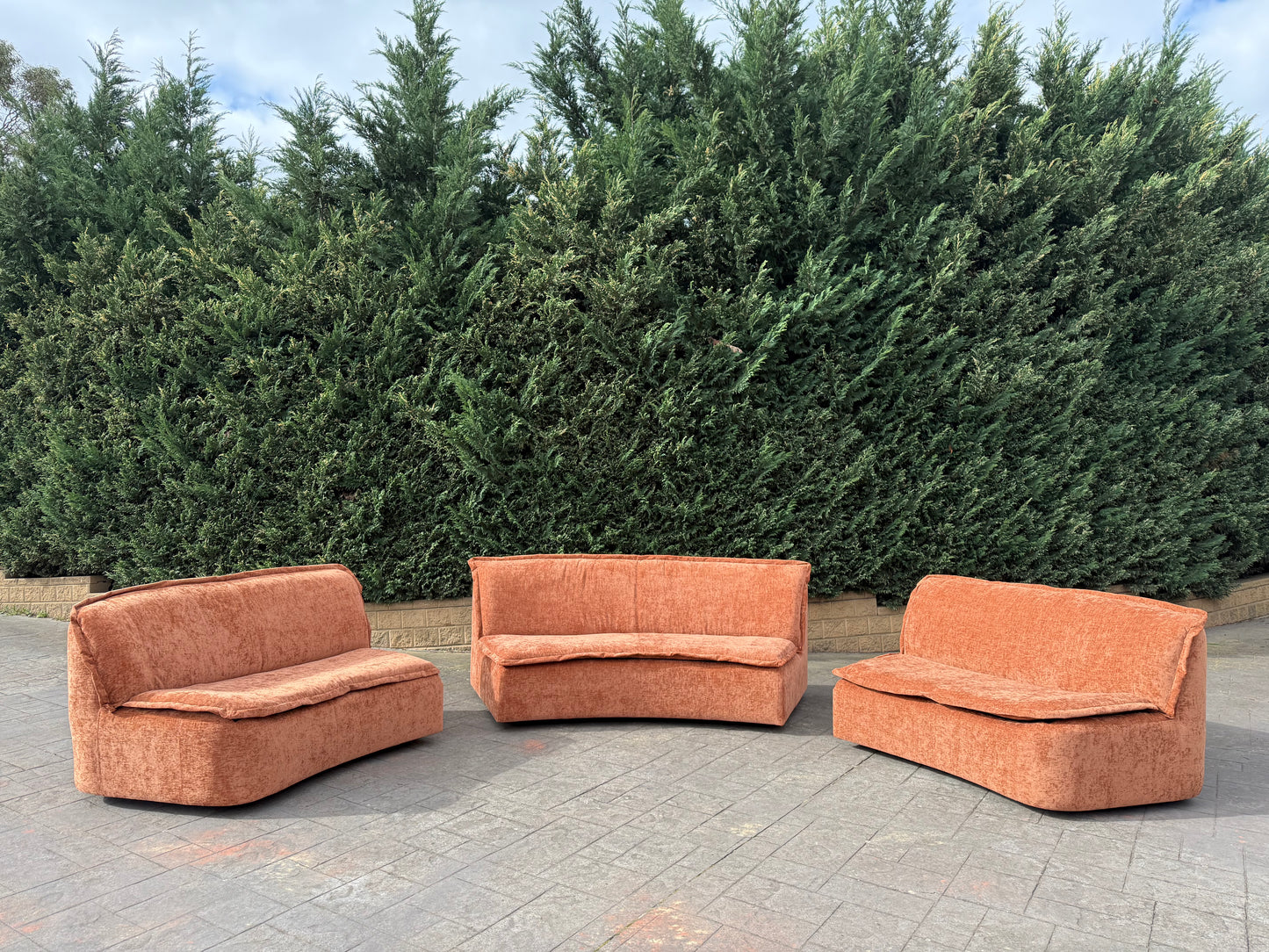 Large curved Cinnamon sofa set