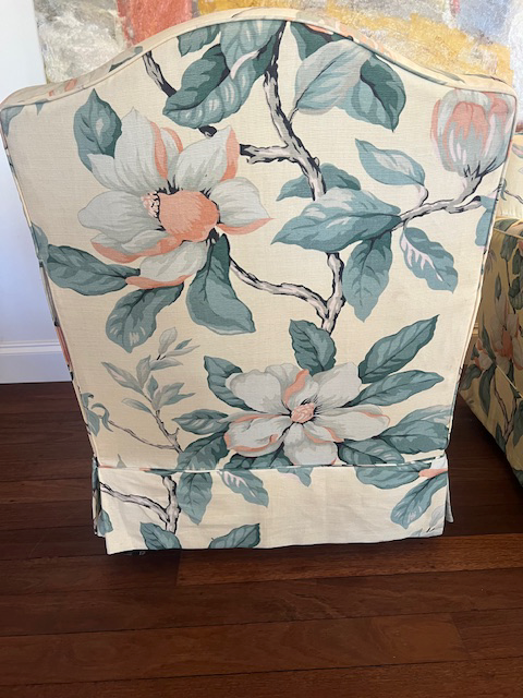 Pair of Floral Upholstered Vintage Armchairs Chairs