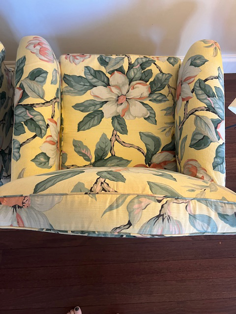 Pair of Floral Upholstered Vintage Armchairs Chairs