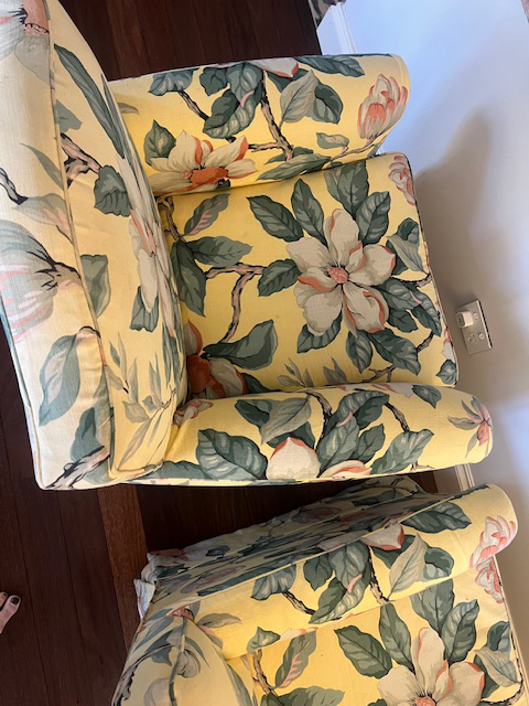 Pair of Floral Upholstered Vintage Armchairs Chairs