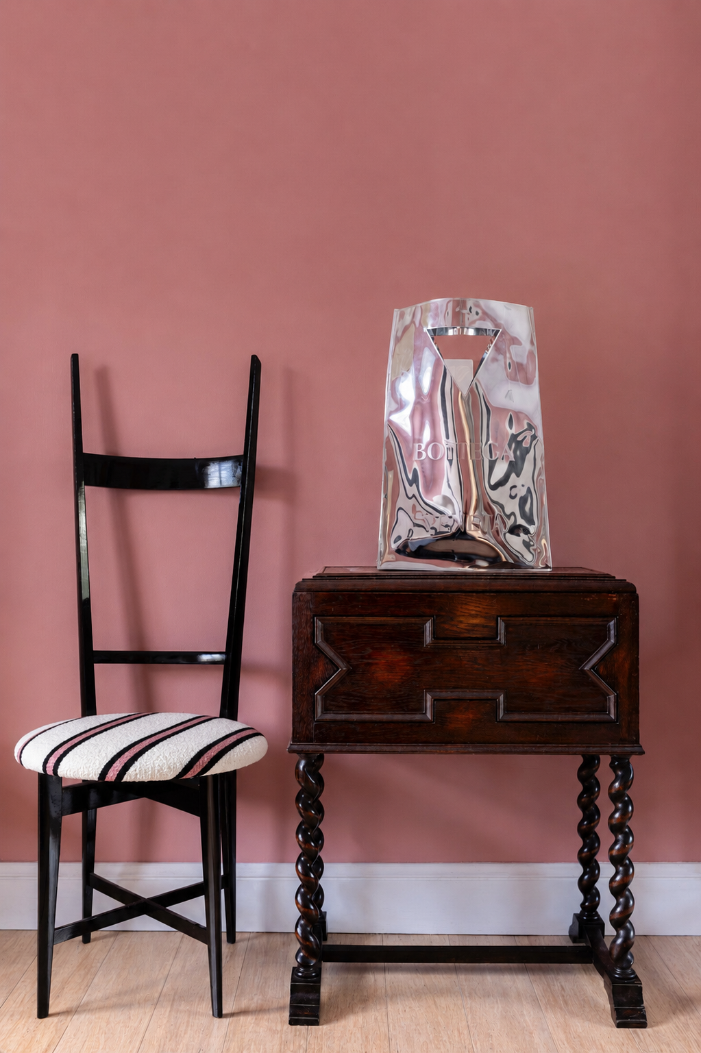 Pair of Black and White Chiavari Chairs, 1950s