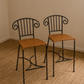 Pair of Vintage Wrought Iron Scroll Back Bar Stools